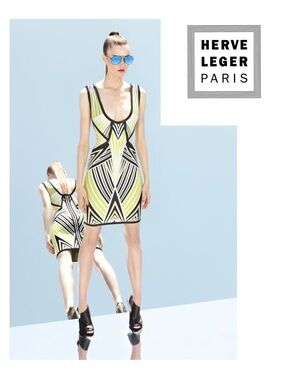 Hervé Léger Bry Diamond-Stripe Jacquard Dress